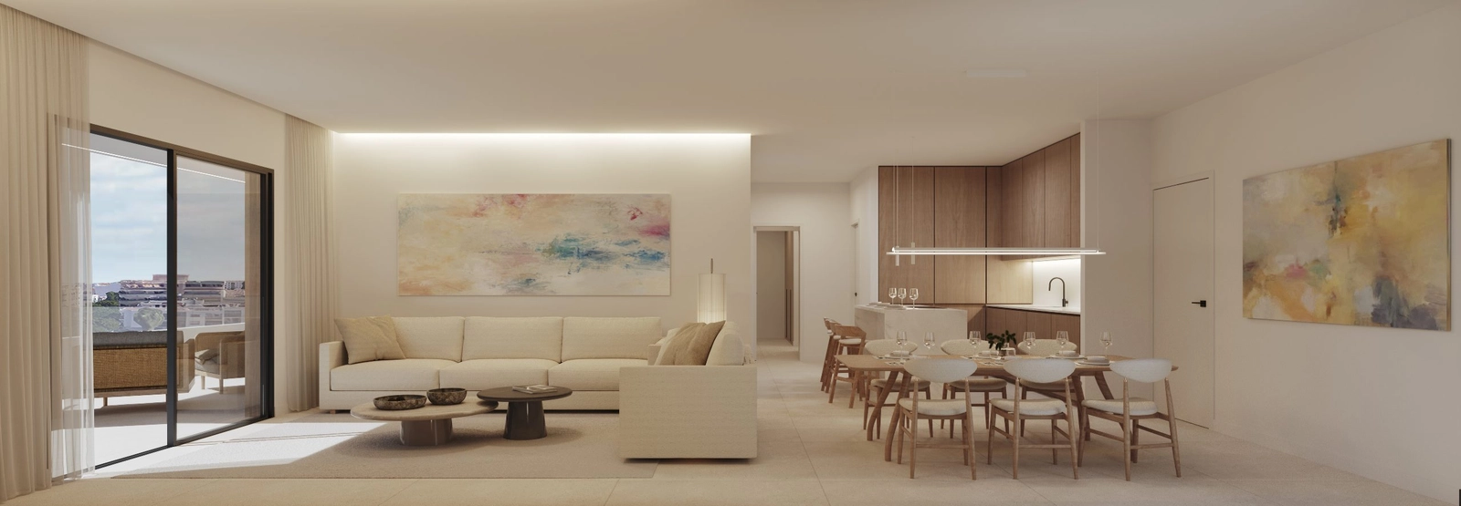 Ruime woonkamers zijn gevuld met natuurlijk licht en sluiten naadloos aan op het buitenleven.