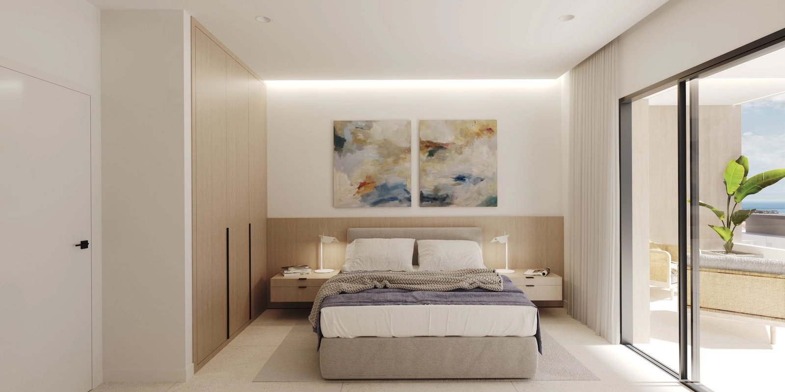 Slaapkamers zijn ontworpen voor comfort, met veel opbergruimte en prachtig natuurlijk licht.