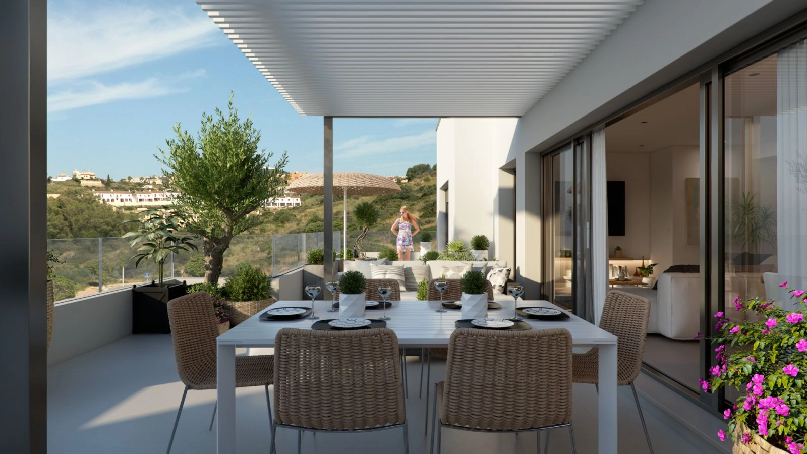 Geniet van diners met familie en vrienden op uw privéterras, omringd door prachtige landschappen en zeebriesjes.