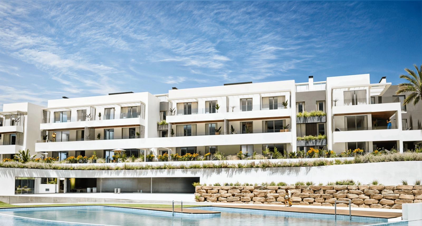 Een modern architectonisch ontwerp dat perfect past bij de natuurlijke omgeving van de Costa del Sol.