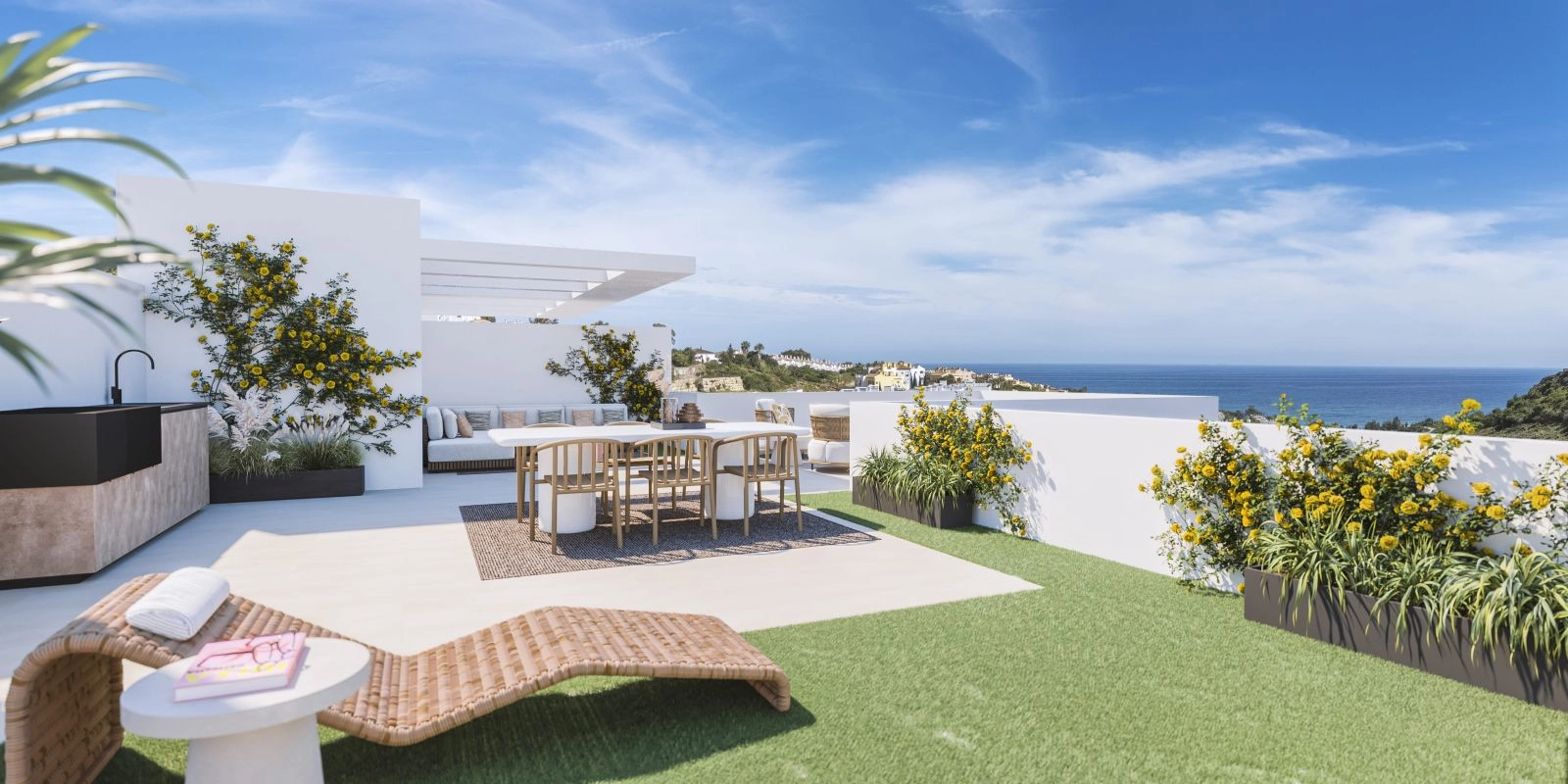 Ruime dakterrassen zijn ontworpen om van de zon en het prachtige zeezicht van de Costa del Sol te genieten.