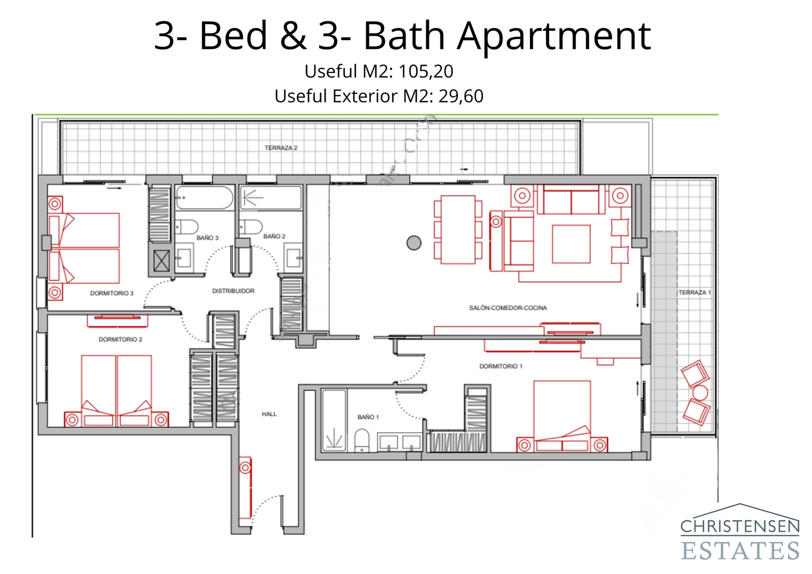 Ontdek de slimme indeling van deze woning met drie slaapkamers, waarbij elke kamer is ontworpen voor comfort en functionaliteit.