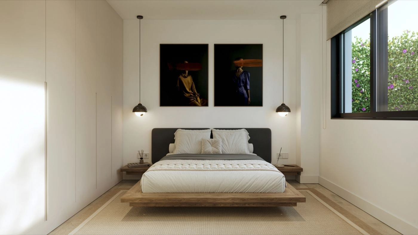 Elegante hoofdslaapkamers die een rustig toevluchtsoord bieden met moderne designaccenten.