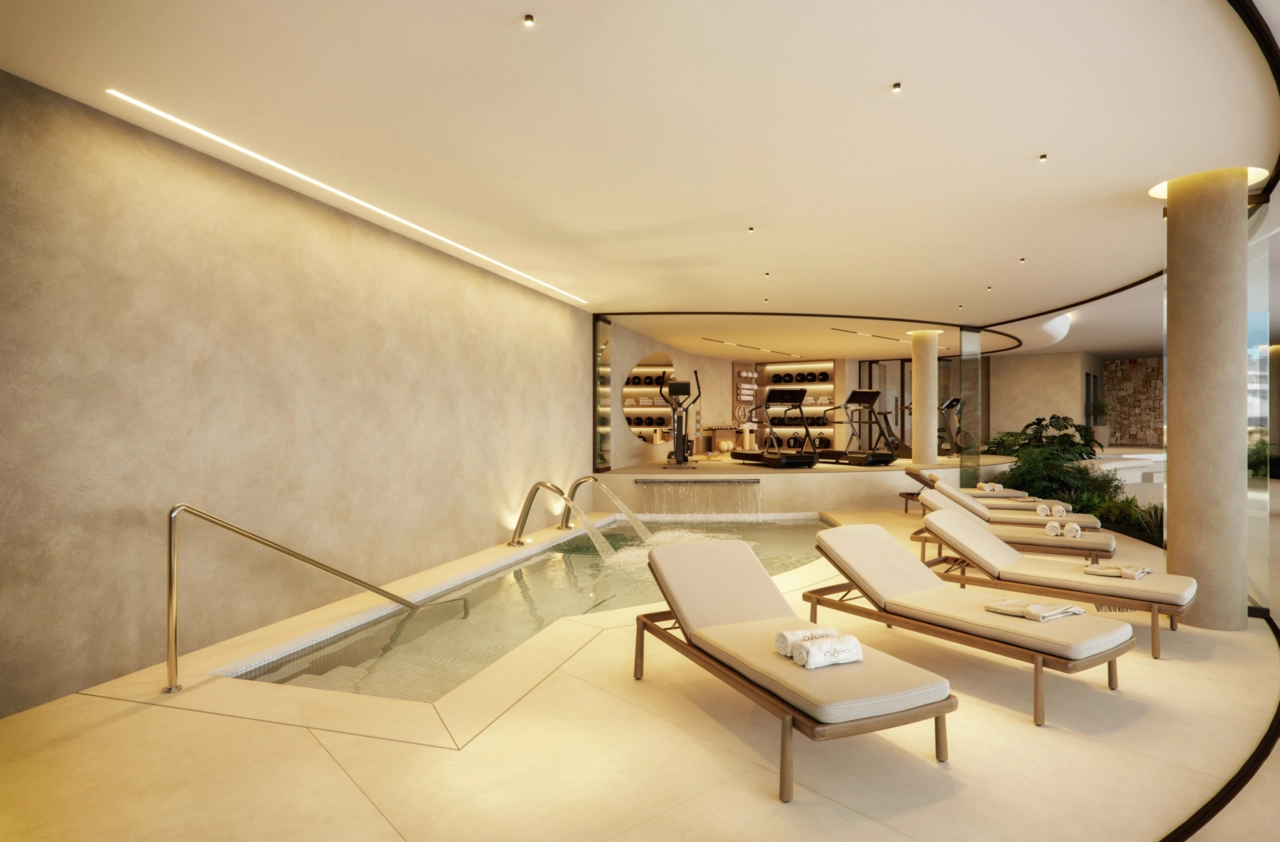De binnenspa en het zwembadgedeelte bieden het hele jaar door een rustig toevluchtsoord voor ontspanning en wellness.
