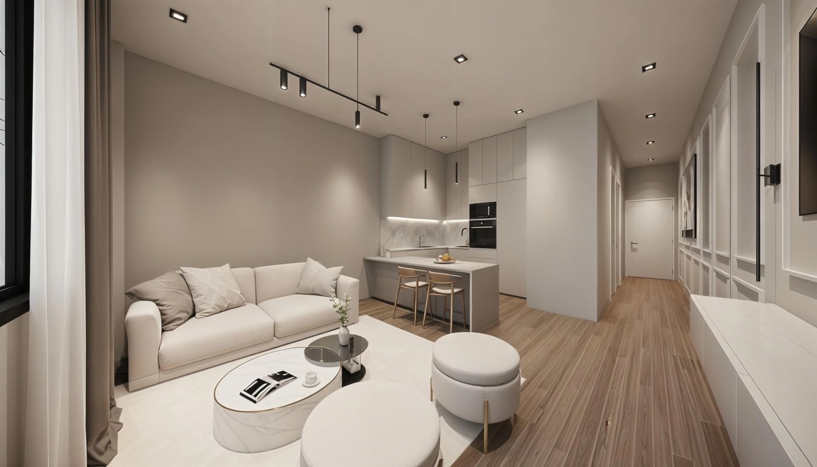 Een eigentijdse keuken ontworpen voor zowel stijl als functionaliteit, voorzien van hoogwaardige apparatuur en een slimme, efficiënte indeling.