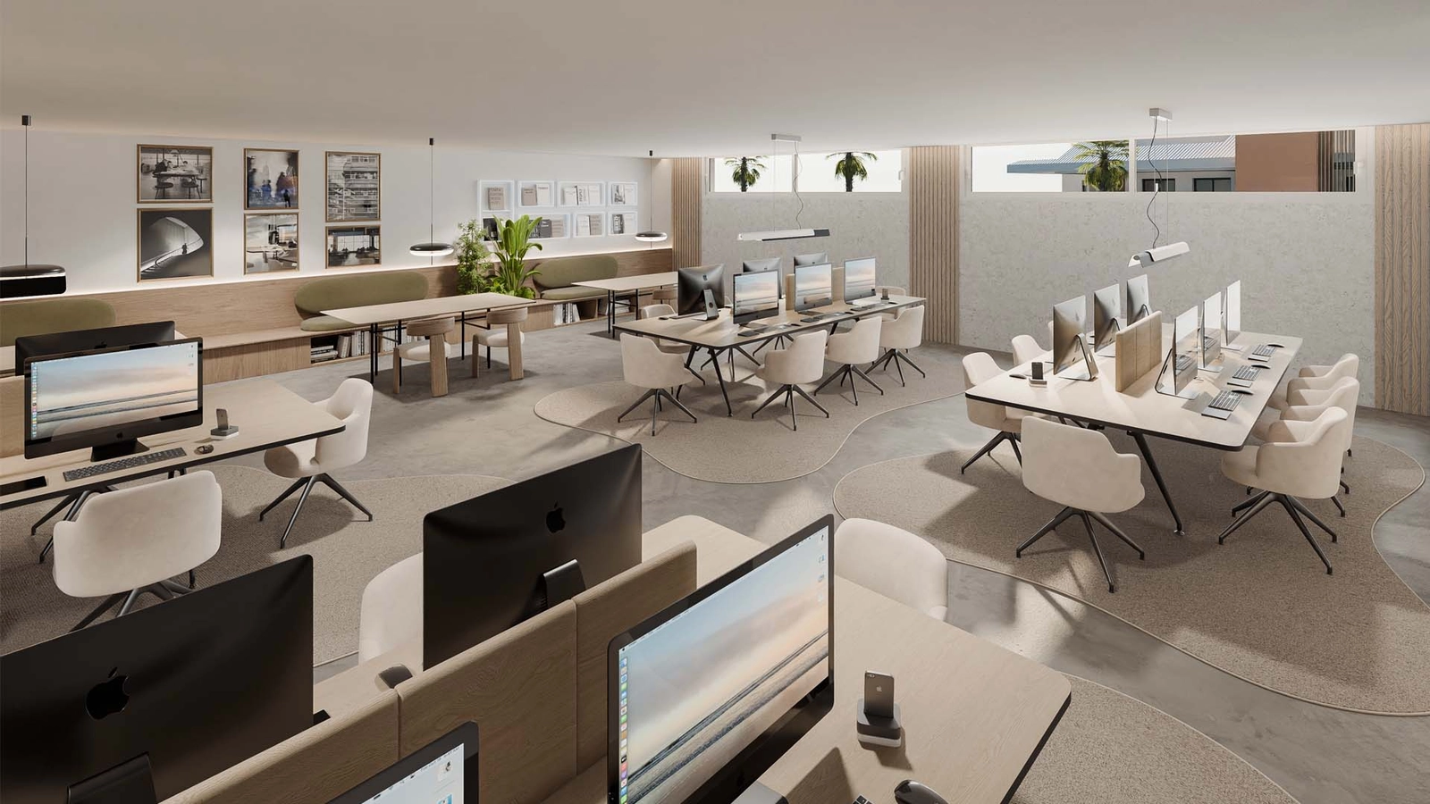 Een moderne en inspirerende co-workingruimte voor bewoners die thuiswerken.