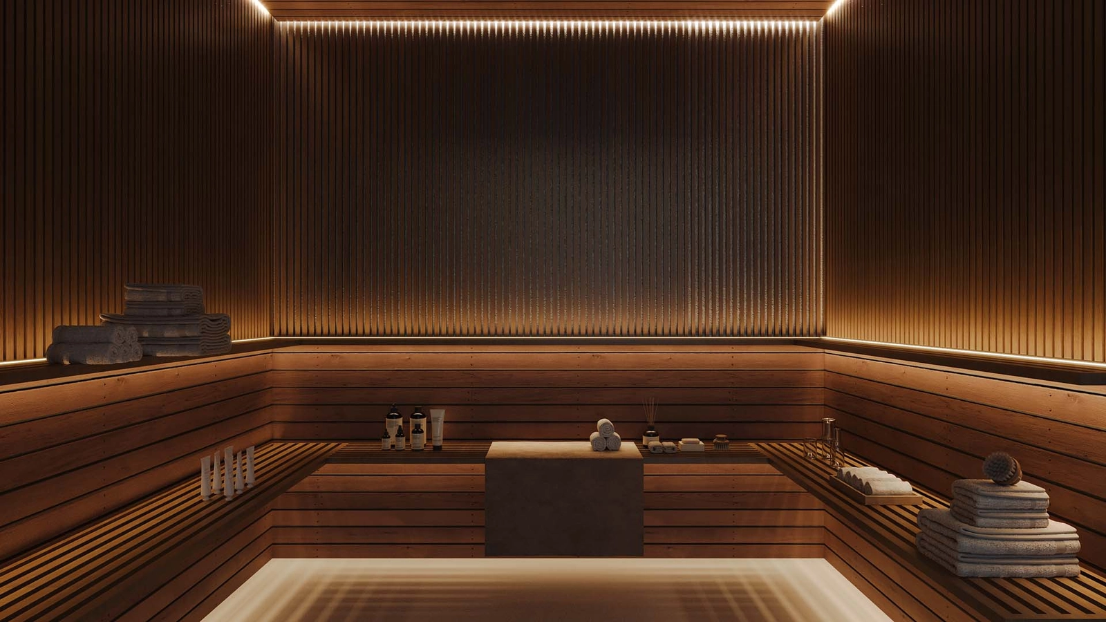 Ontspan en verjong uzelf in de exclusieve sauna- en wellnessruimte voor bewoners.