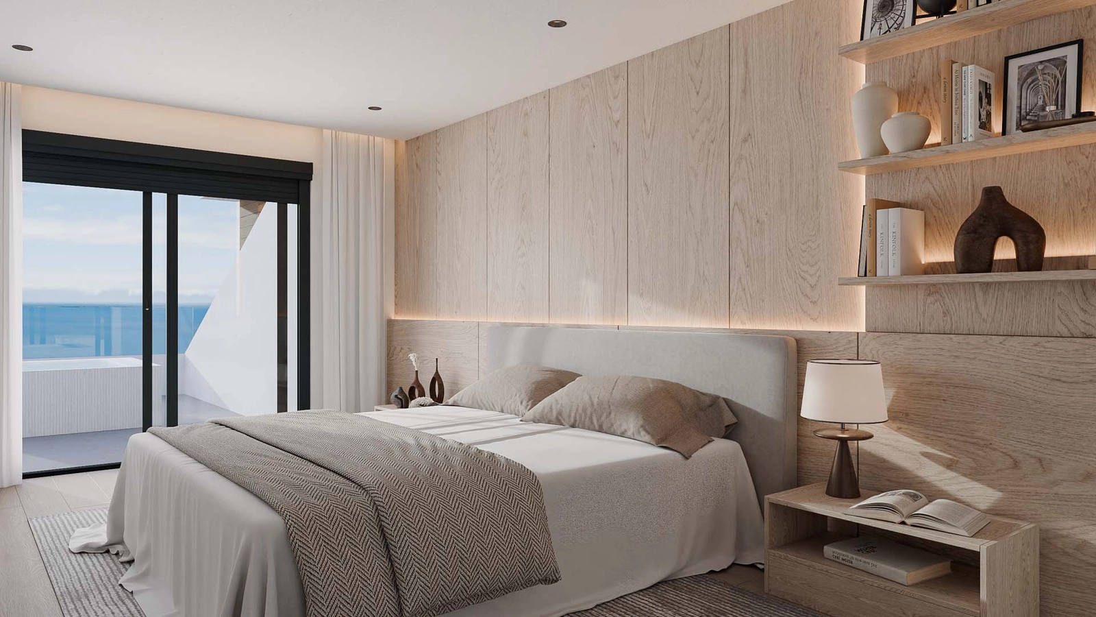 Word wakker met inspirerende uitzichten vanuit deze prachtig ingerichte master suite.