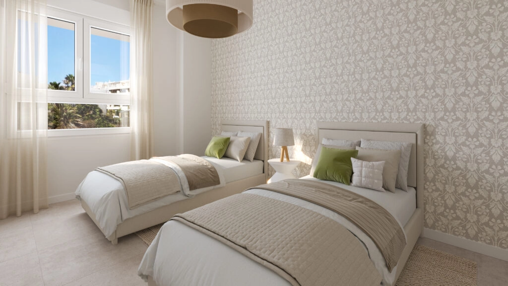 Een comfortabele en uitnodigende logeerkamer, zorgvuldig ontworpen voor rust en ontspanning.
