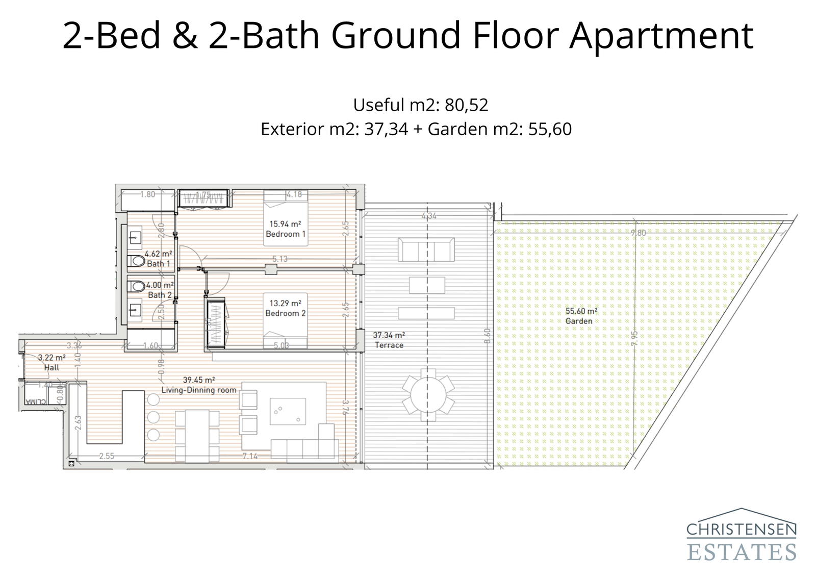 Deze begane grond woning met twee slaapkamers heeft een slimme indeling die uitkomt op een royaal terras en een privétuin, perfect voor gezinnen en buiten entertainment.
