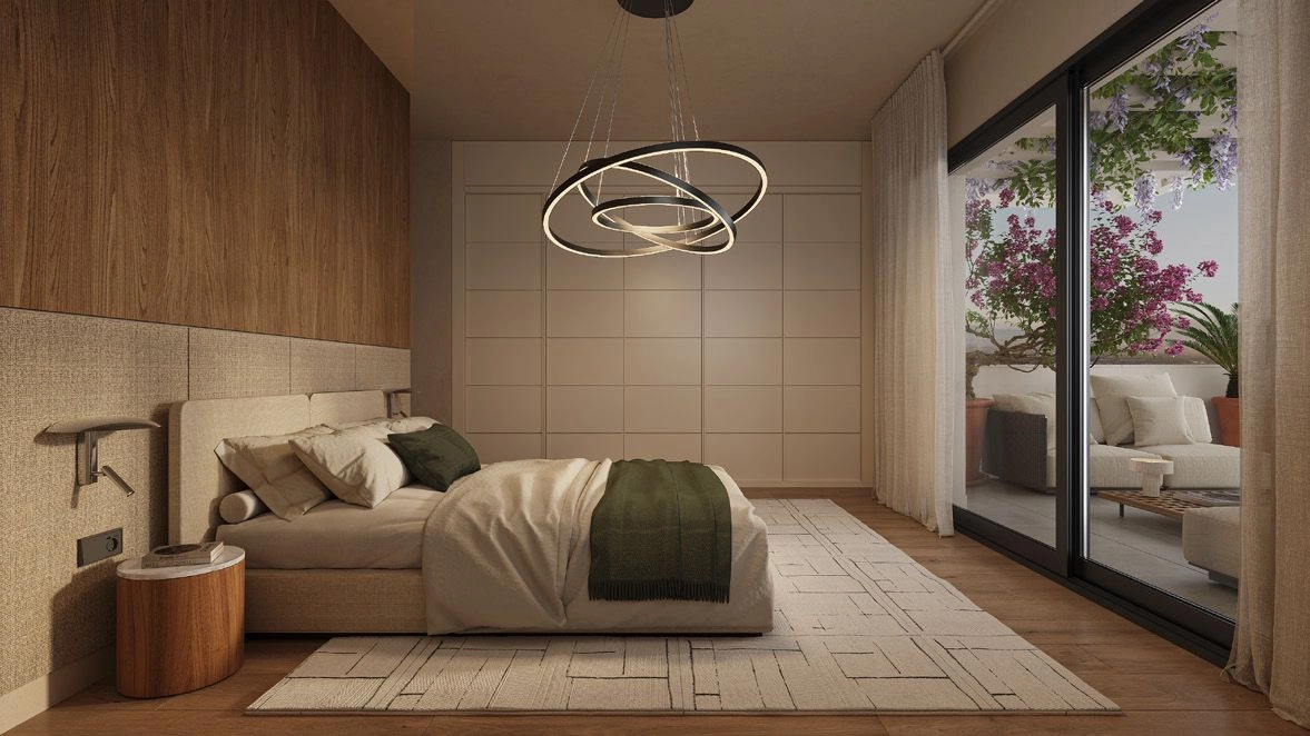 Slaapkamers zijn ontworpen als persoonlijke oases van rust en comfort, met directe toegang tot buitenruimtes.