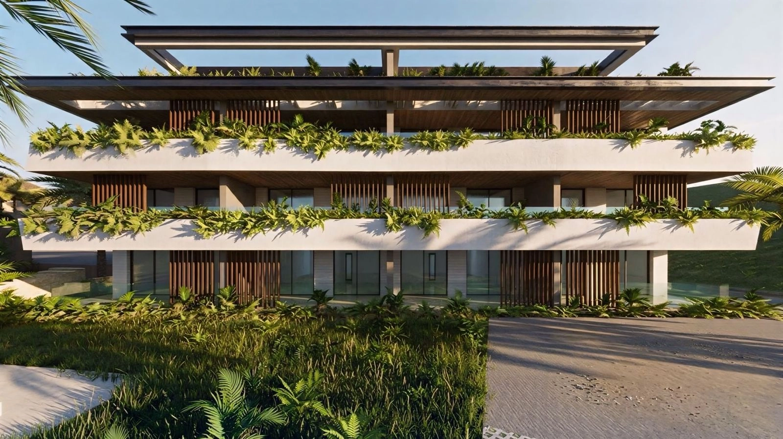 De architectuur van het gebouw combineert natuurlijke materialen met een eigentijds design.