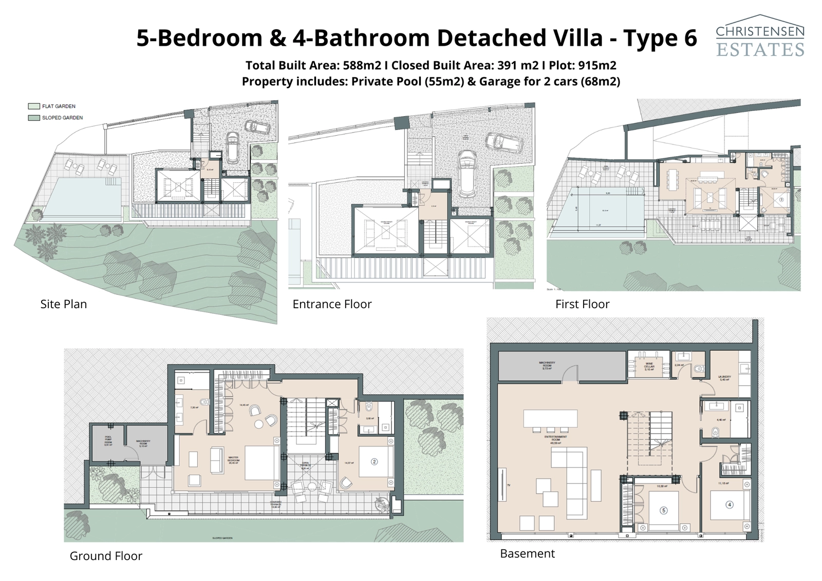 Ontdek het ontwerp van deze woning met vijf slaapkamers, die royale leefruimtes verdeeld over meerdere verdiepingen biedt. De indeling zorgt voor privacy en comfort, met voldoende ruimte voor familie en gasten, aangevuld met een groot privézwembad en een tuin.