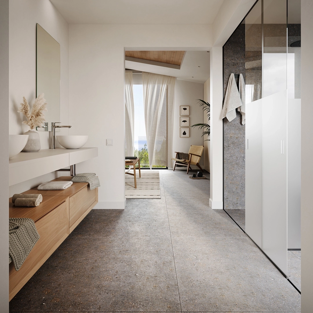 Elegante en moderne badkamers uitgerust met hoogwaardig sanitair en afwerkingen voor een spa-achtige ervaring thuis.