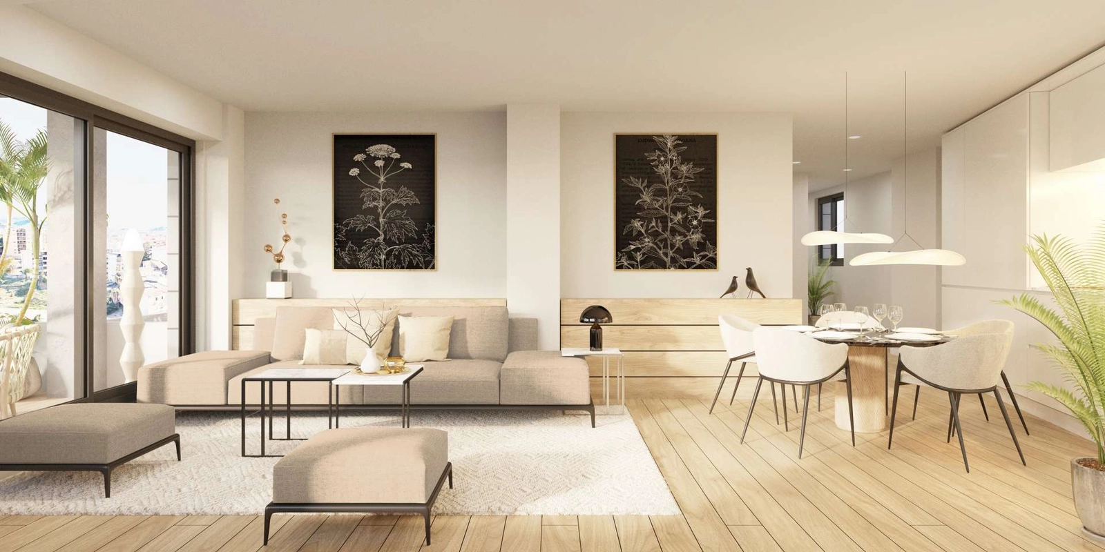 Een ander gezicht op de verfijnde woonruimte, die de aandacht voor detail en natuurlijk licht toont.