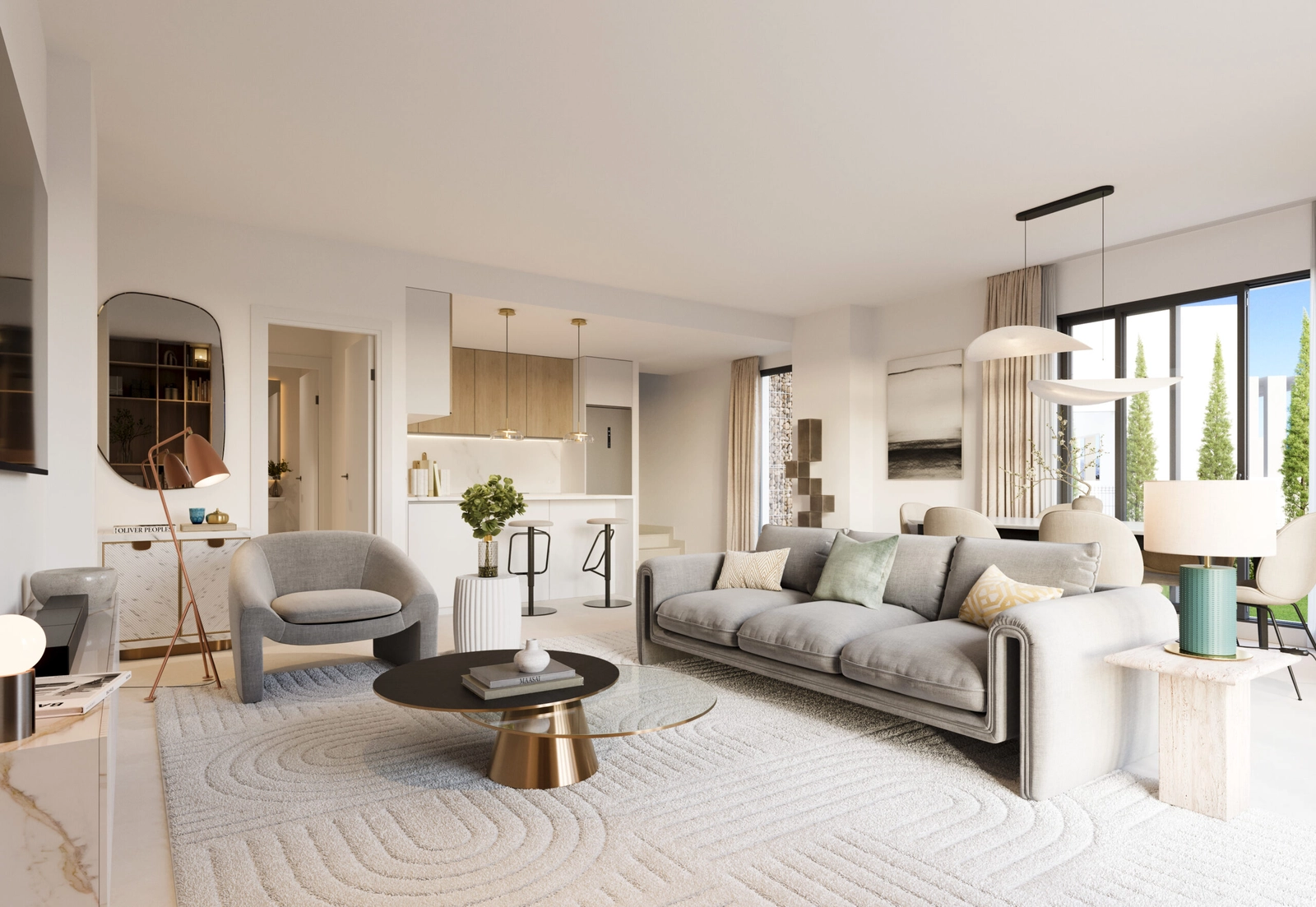 Lichte en ruime woonruimtes met een open indeling, wat zorgt voor een gevoel van ruimtelijkheid en comfort.