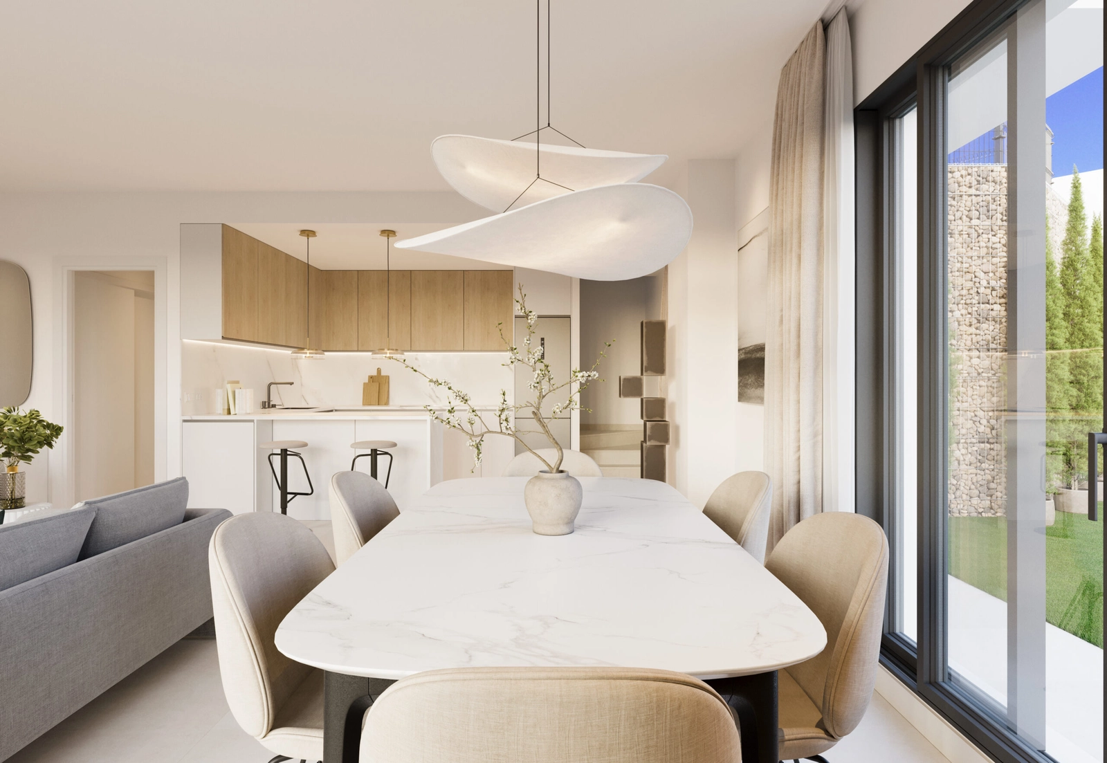 De elegante eetruimte is perfect om maaltijden te delen met familie en vrienden.