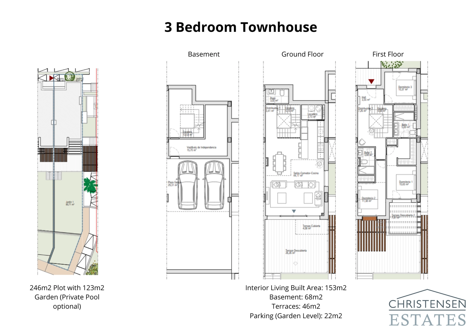 Deze indeling met 3 slaapkamers biedt een slim ontwerp met open woonruimtes, royale terrassen en een privétuin, wat een perfecte balans creëert tussen binnen- en buitenleven.
