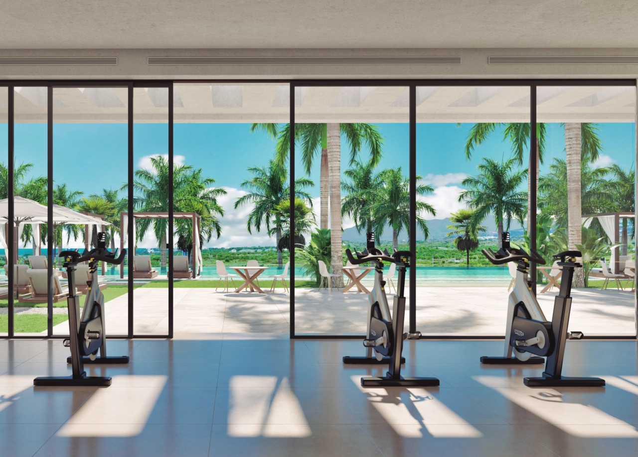 Blijf actief in de volledig uitgeruste, ultramoderne fitnessruimte voor bewoners.