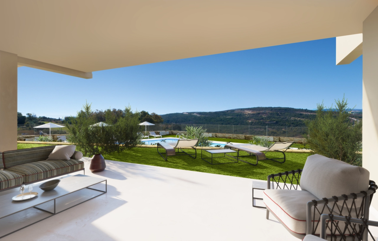 De appartementen op de begane grond beschikken over royale privéterrassen en tuinen, die uw woonruimte uitbreiden naar het prachtige buitenleven.