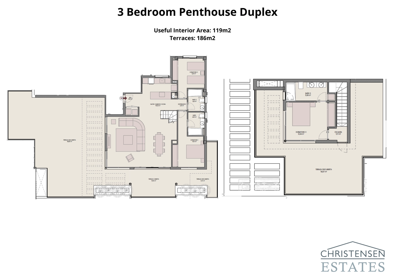 Dit duplex penthouse biedt een uitzonderlijke levensstijl met een uitgestrekt terras over meerdere verdiepingen, dat veel ruimte biedt voor ontspanning en entertainment.