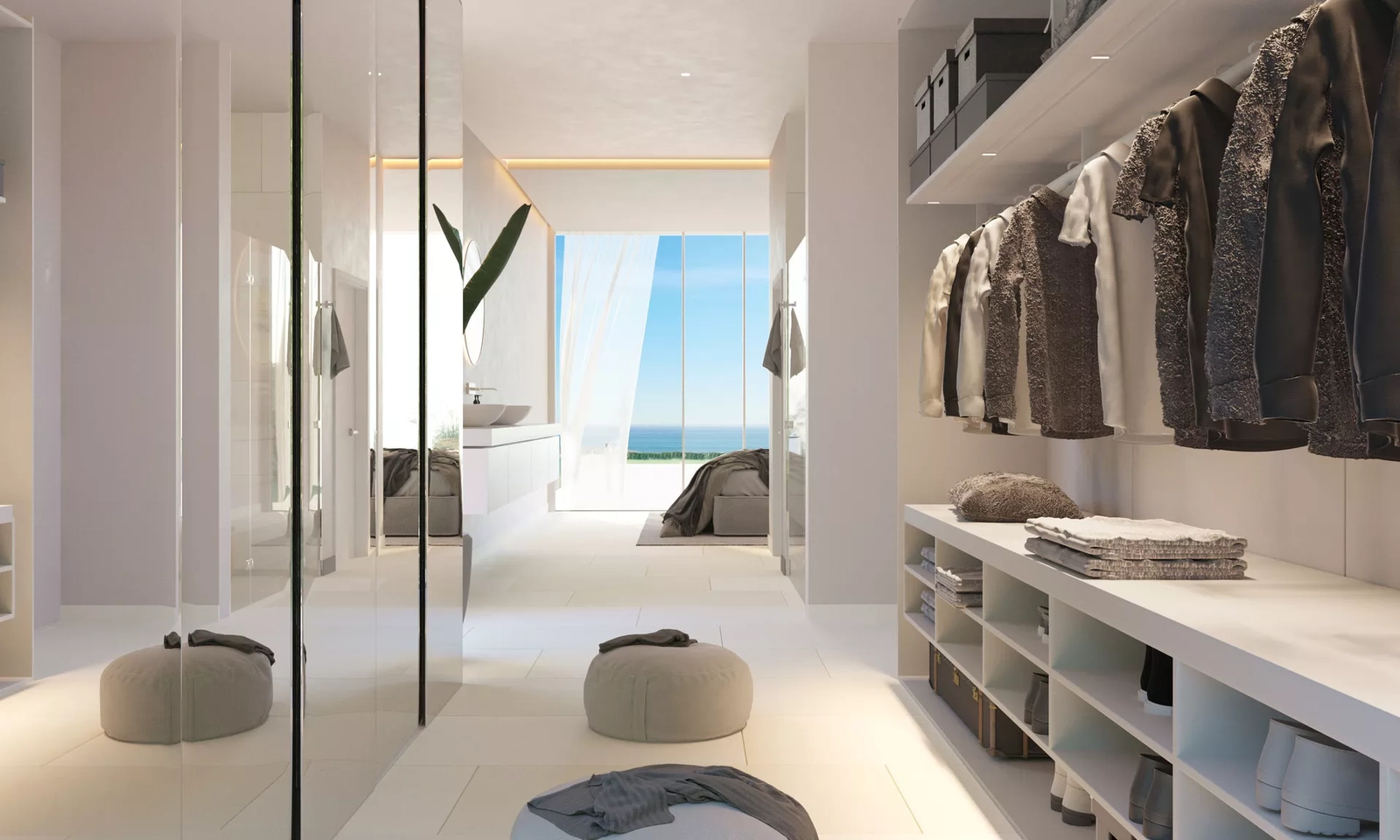 Een ruime en goed ontworpen kleedruimte biedt voldoende opbergruimte en een vleugje alledaagse luxe.