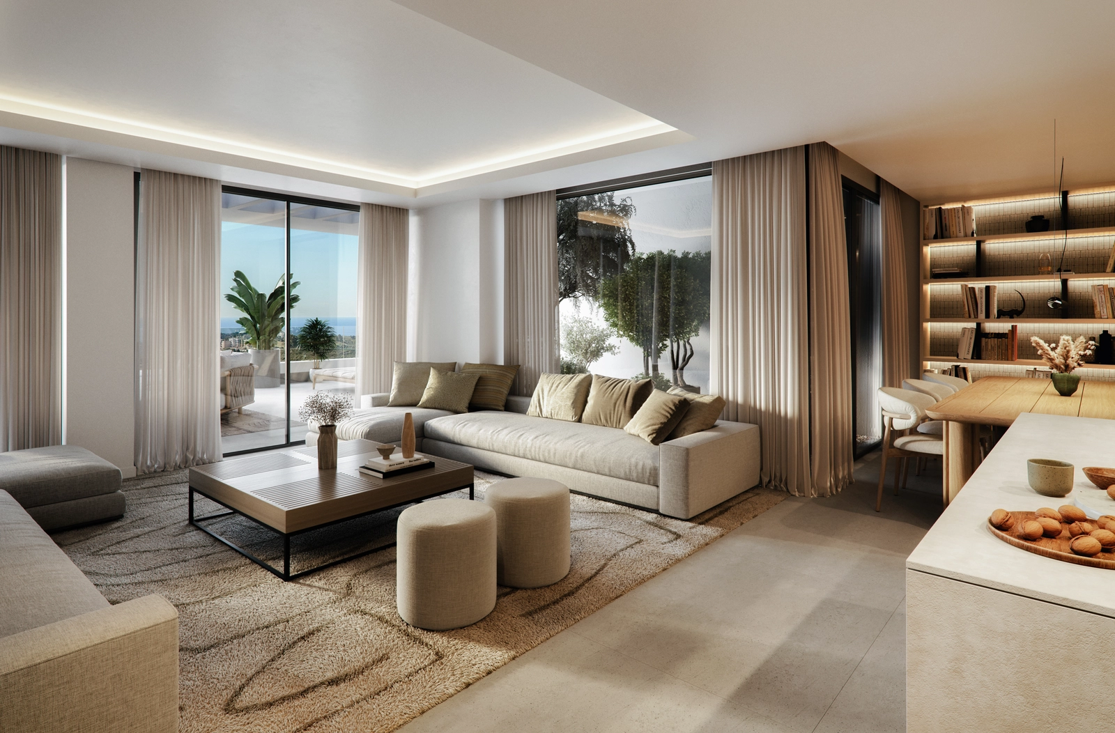 Het elegante ontwerp maximaliseert natuurlijk licht, wat een lichte en uitnodigende sfeer creëert.