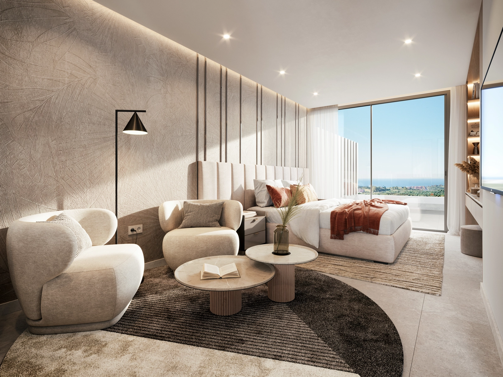 Word wakker met een prachtig zeezicht vanuit het comfort van uw elegante master slaapkamer.