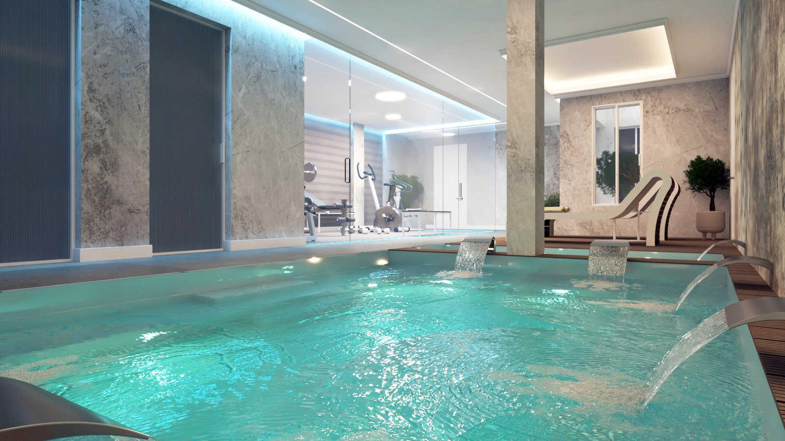 Kom tot rust in uw privé binnenspa, een oase van rust ontworpen voor ultieme ontspanning.