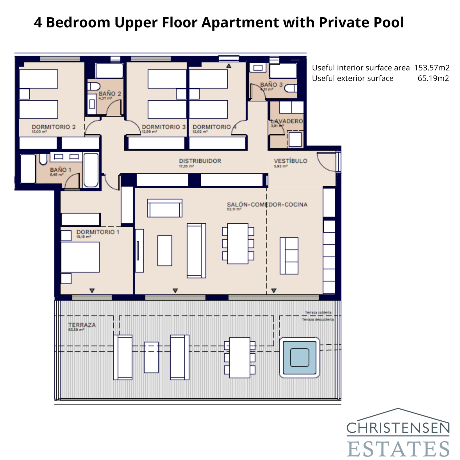 Een uitzonderlijke bovenwoning met vier slaapkamers, met een groot terras met een privézwembad en panoramisch uitzicht.
